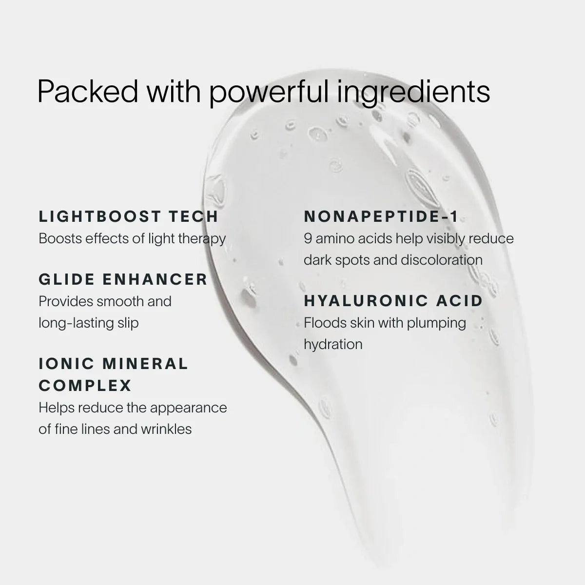 Product with text detailing its ingredients and benefits on a white background
